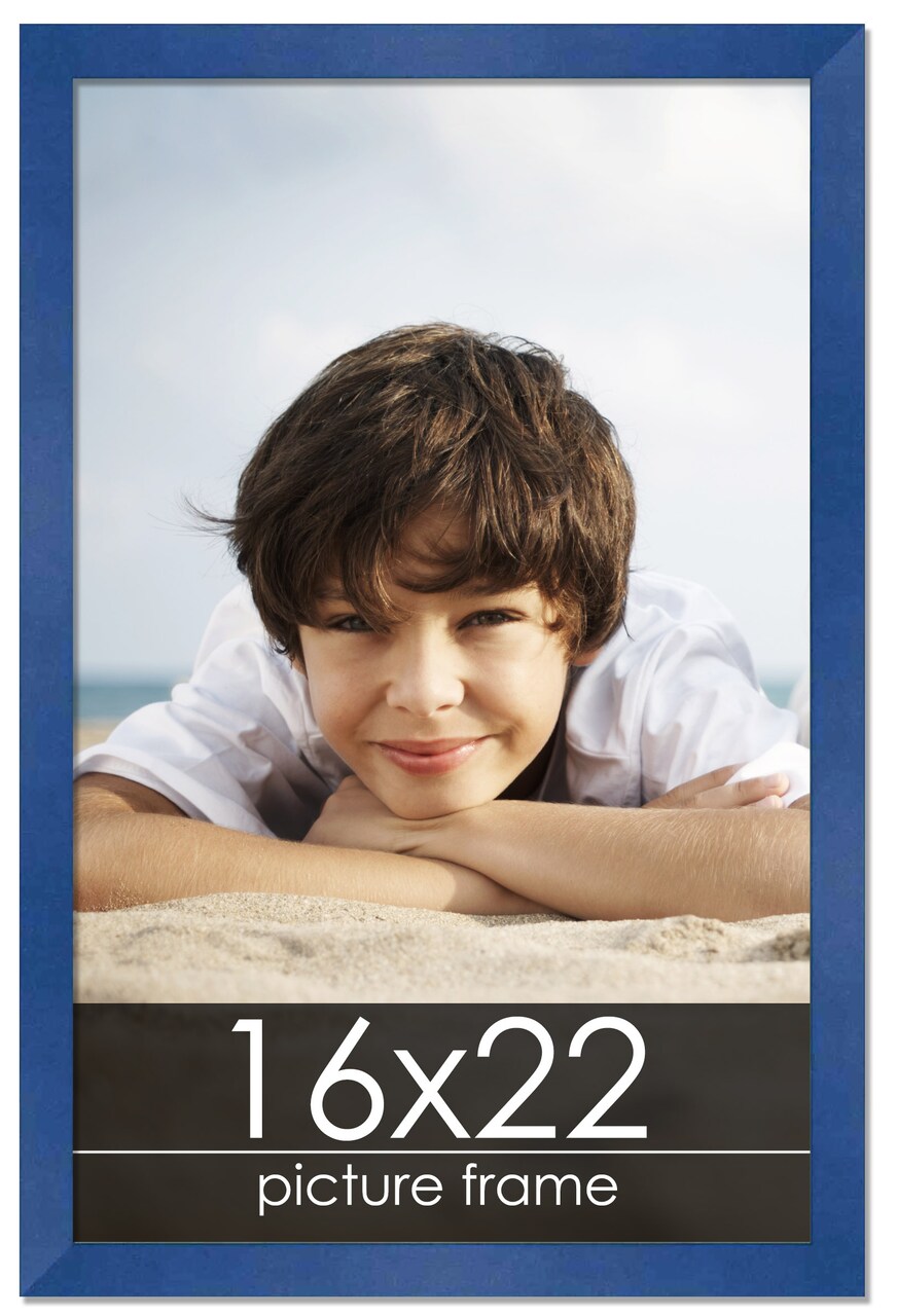 Classic Modern Blue Picture Frame - UV Acrylic, Foam Board Backing, Hanging Hardware